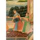Handpainted Art Hand painted Art Canvas Mughal Painting Of King And Queen Enjoying Wine Canvas Mughal Painting Of King And Queen Enjoying Wine