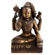 Handmade  Brown Brass Shiv Murti Statue Sitting on Tiger with Trishul and Damru