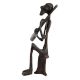 Handcrafted Black Brass African Tribe Musician Elongated Statue