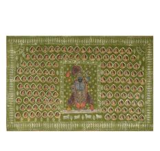 Intricate Pichwai Sreenathji Painting On Green Cloth