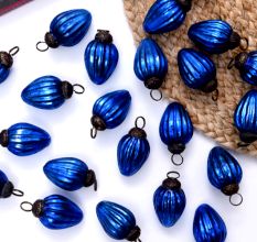 25 Pieces Tiny Blue Glass Ornaments In Geometrical Shape