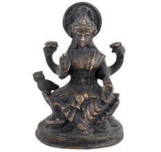 Handcrafted Black Brass Sitting Laxmi Devi Statue