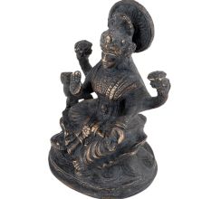 Handcrafted Black Brass Sitting Laxmi Devi Statue