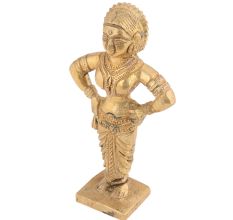 Handmade Golden Brass Bharatanatam Dancer Figurine