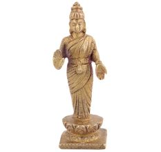 Handmade Golden Brass Standing Goddess Laxmi Idol Statue