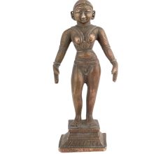 Handmade Antique Brass South Indian Dancing Lady Statue