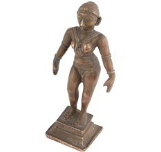 Handmade Antique Brass South Indian Dancing Lady Statue