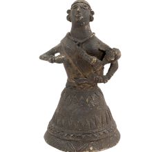 Handmade Black Brass Tribal Statue Of A Mother Holding Her Baby