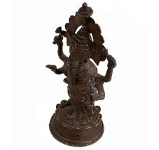 Handmade Brown Patina Brass Tribal Standing Ganesha Statue