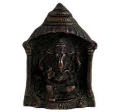 Handmade Black Brass Ganesha Idol In Temple Wall Hanging