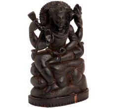 Handmade Black Wood Sitting Lord Shiva Statue