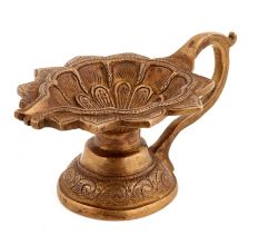 Handmade Antique Gold Brass Oil Lamp Diya With Handle