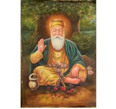 Handmade Multicolored Indian painting Of Sikh Guru Gurunanak Devji