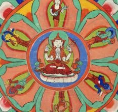 Handmade Multicolored Vajrasattva with Consort Brocade Thangka Painting