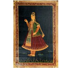Handmade Multicolored Mughal Queen Art Canvas Painting