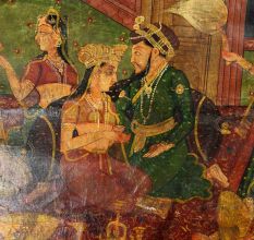 Handmade Multicolored Mughal Canvas Painting Moghul Empire Harem