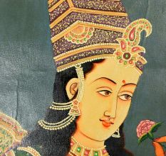 Handmade Multicolored Canvas Painting Of  Mughal Princess Mumtaz Mahal