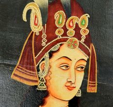 Handmade Multicolored Mughal Queen Art Canvas Painting