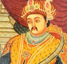 Handmade Multicolored Painted Of  Rajasthani King Seated On Throne