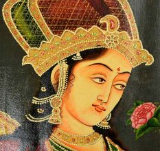 Handmade Multicolor Mughal Painting Of Empress Noor Jahan