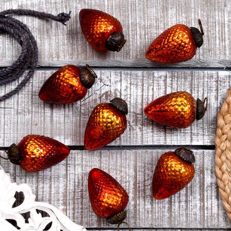 Set Of 8 Amber Small Cut Christmas Hanging