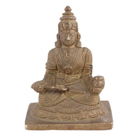 Handmade Dull Golden Brass Annapurna Devi With Fine Carving Work
