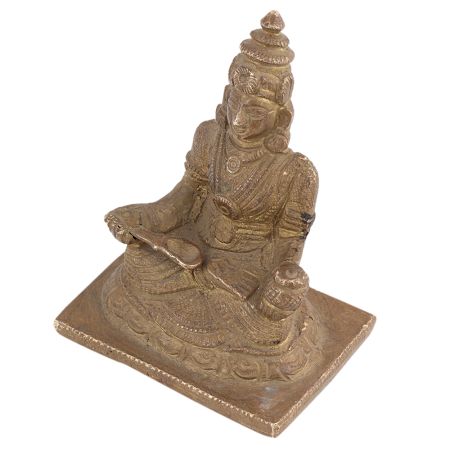 Handmade Dull Golden Brass Annapurna Devi With Fine Carving Work