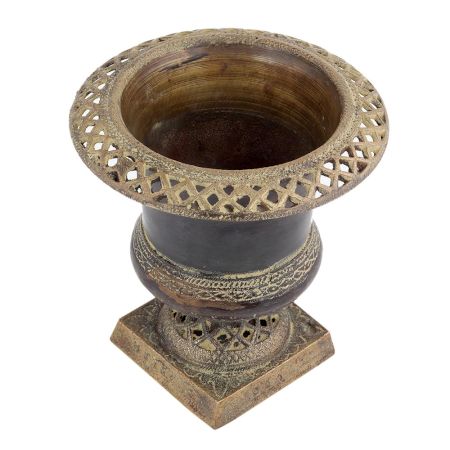 Handmade Antique Brown Brass Urn Planter Pot