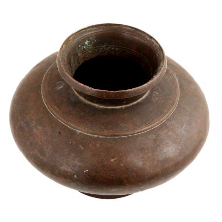 Handmade Brown Patina Finish Round Brass Water Pot