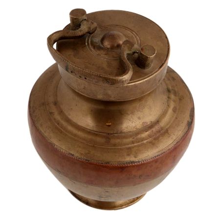 Handmade Brown Orange Brass Ganga Jamuna Pot Or Kamadal