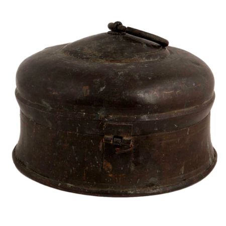 Brass Old-style Trinket Box With Round Handle