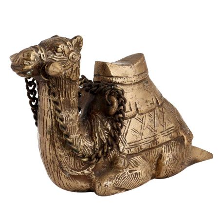 Handmade Stone Brown Brass Camel Statue