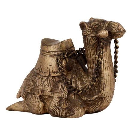 Handmade Stone Brown Brass Camel Statue