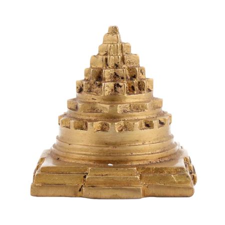 Handmade Golden Brass Meru Laxmi Shree Yantra Statue