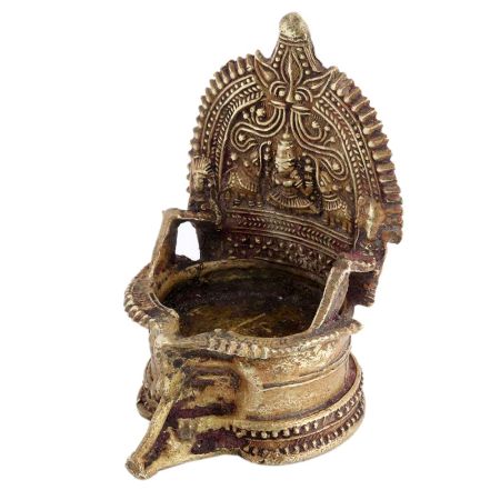 Handmade Brass Laxmi Diya Oil Lamp With Stand