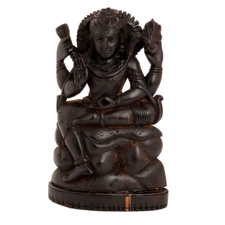 Handmade Black Wood Sitting Lord Shiva Statue