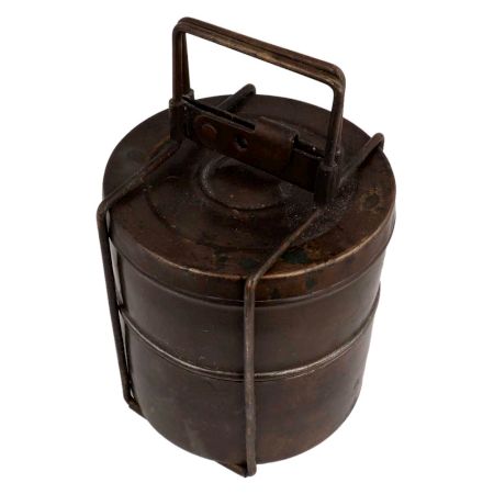 Brass Two Tier Lunch Box With Old Age Patina