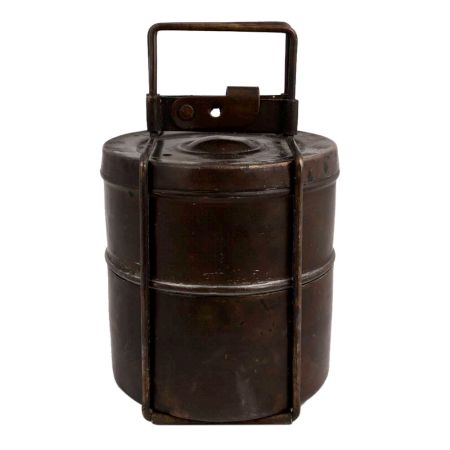 Brass Two Tier Lunch Box With Old Age Patina