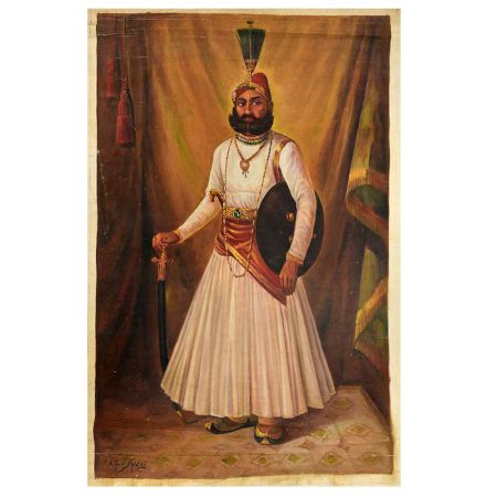 Handmade Multicolored Indian King Canvas Painting