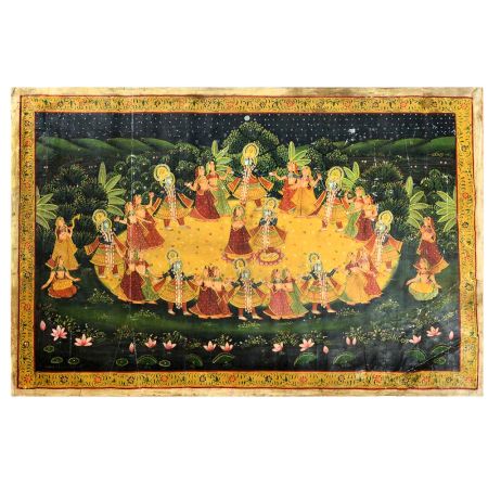 Handmade Multicolored Raas Leela Pichwai Painting