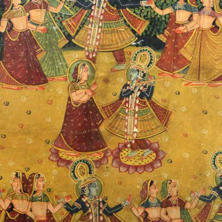 Handmade Multicolored Raas Leela Pichwai Painting