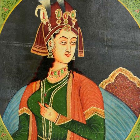 Handmade Multi-coloured Mughal Queen Art Canvas Painting