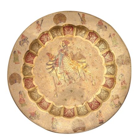 Beautiful Mughal Style Decor Plate In Brass