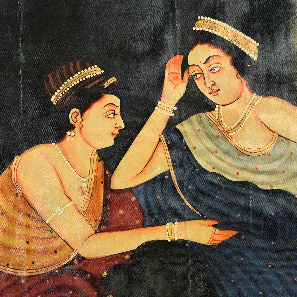 Handmade Multicolored Couple Painting For Home Decoration