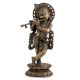 Handmade Brown Brass Standing Murli Krishna Statue With Intricate Design