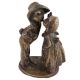 Handmade Patinated Gold  Brass Girl Kissing Boy Statue