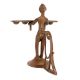 Handmade Brown Brass Lady Holding Five Faced Oil Lamp