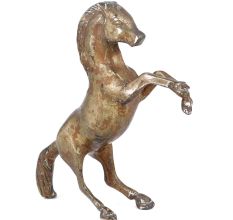 Handmade Nickel Finish Brass Horse Statue With Uplifted Legs