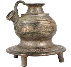 Handmade Blackened Brass Rare Unique Shape Hookah Pot