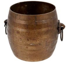 Handcrafted Brown Brass Planter Pot with 2 Ring Handles